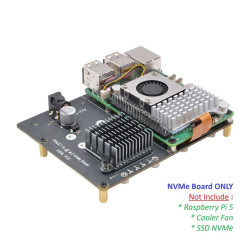 SUPTRONICS X1016 PCIe 3.0 to Quad M.2 NVMe 4 SSD Bottom Shield for Raspberry Pi 5